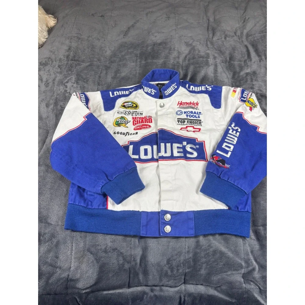 Chase Authentics NASCAR Jimmie Johnson Lowes Racing Jacket Kids Large Blue White